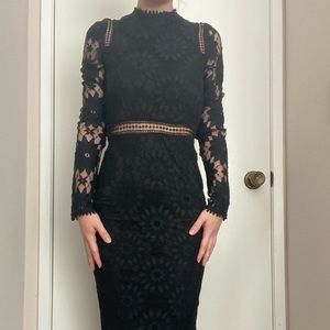 Long black Lace Dress from Pretty Little Thing